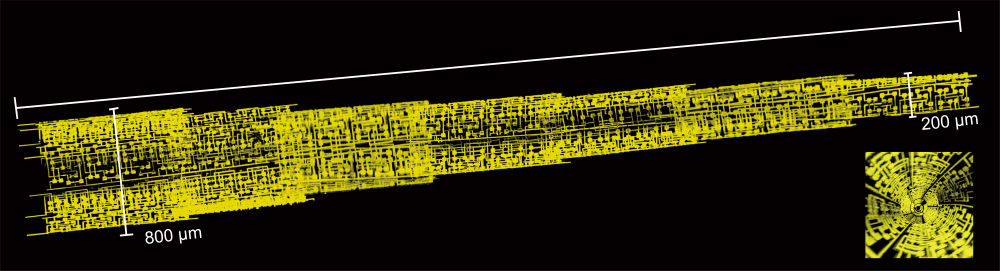Multi-layer integrated circuit structure inside fiber