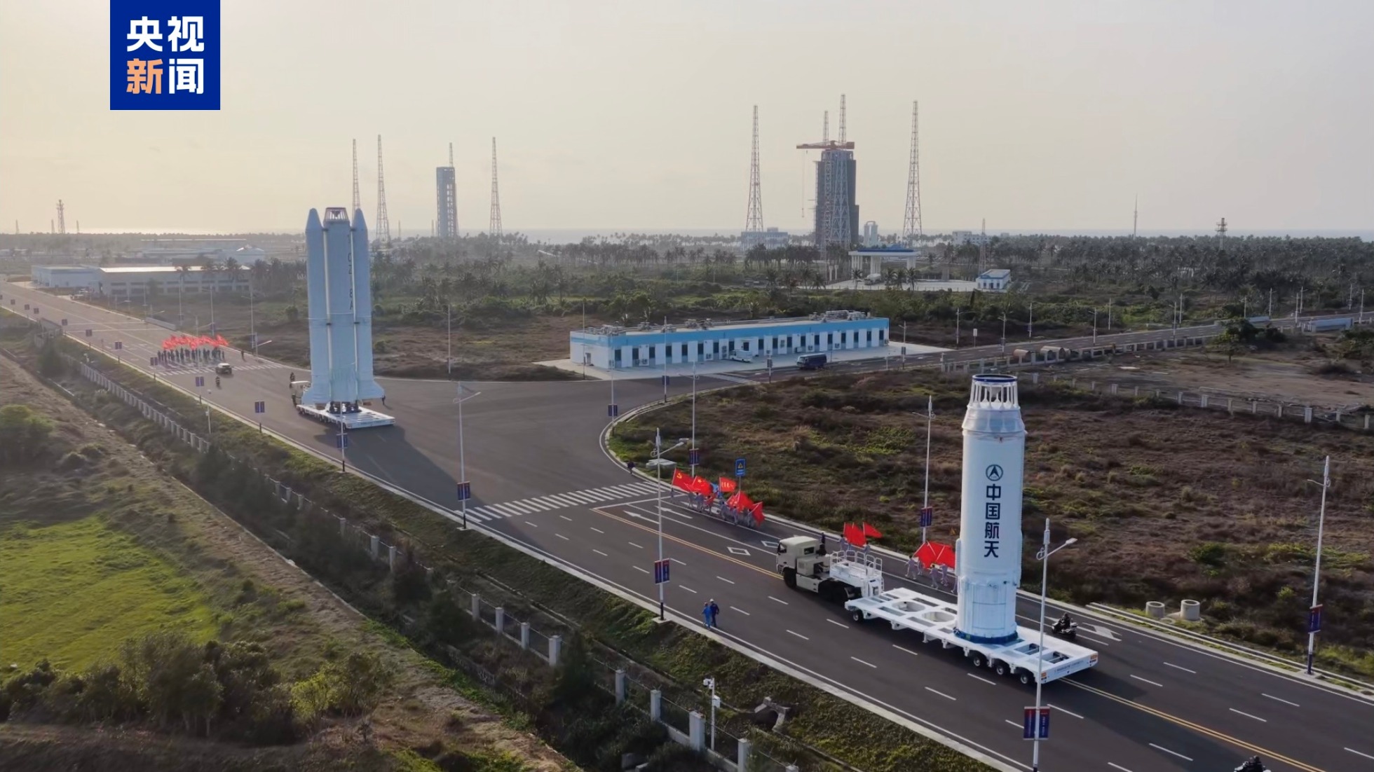 Long March 8A Rocket Transfer to Launch Pad